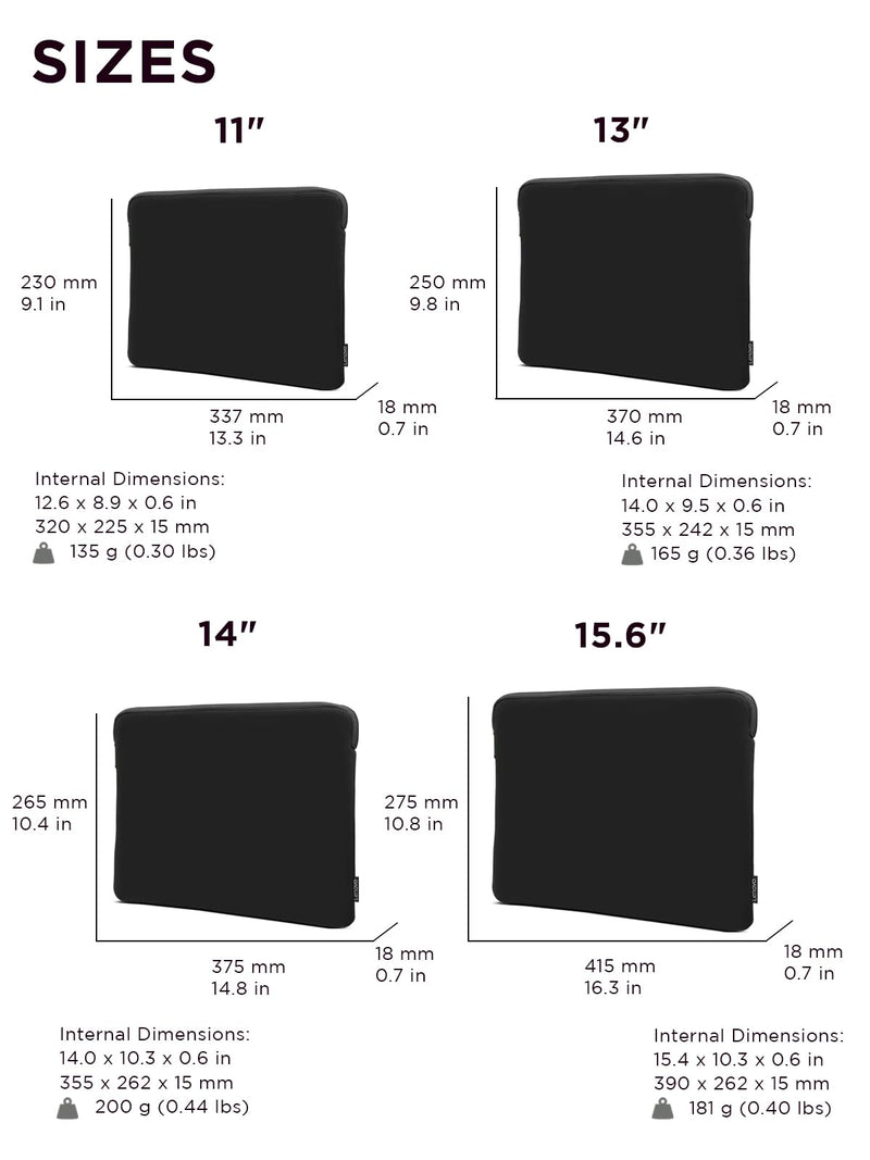 [AUSTRALIA] - Lenovo Basic Laptop Sleeve 14 Inch Notebook/Tablet Compatible with MacBook Air/Pro Neoprene Material - Soft Fleece Lining - Zippered Top Opening - Black 