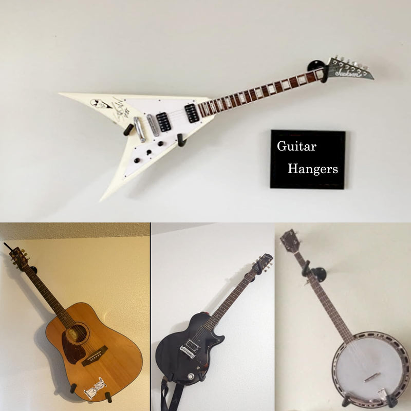 Guitar Wall Mount for Acoustic, Electric, Classical Guitar and Ukulele, Banjo, Mandolin Wall Hanger, Horizontal Guitar Holder Bass Stand Rack Hook Guitar Display Wall (2 Sets) 2 sets