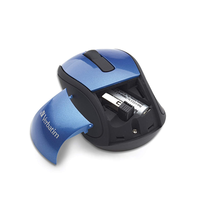 Verbatim 2.4G Wireless Mini Travel Optical Mouse with Nano Receiver for Mac and PC - Blue
