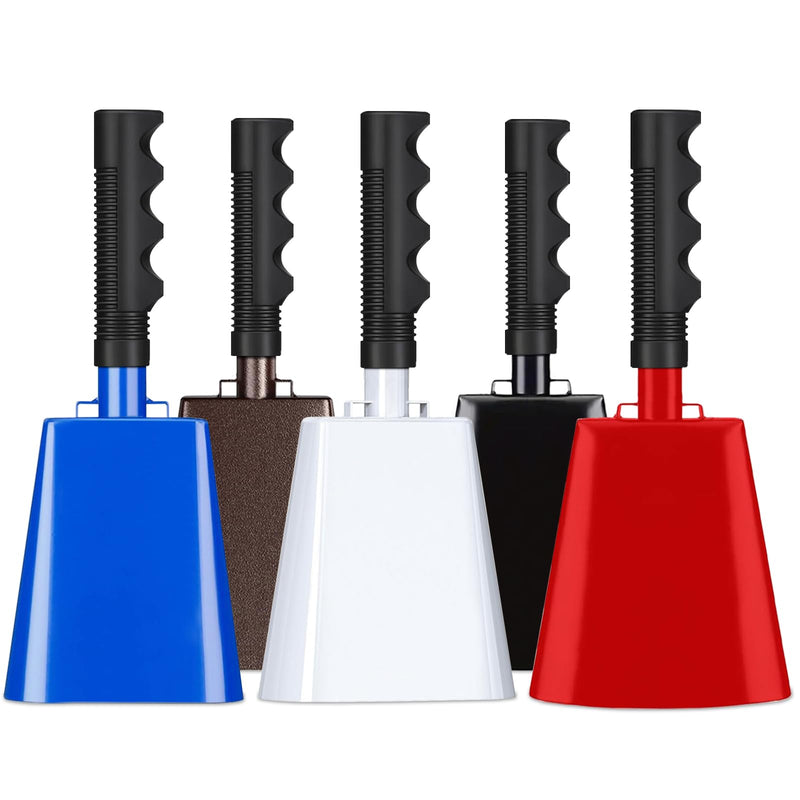 10 Inch Cowbell with Handle, Noise Maker Cow Bell, Steel Cheering Bell for Sports Events Graduations Party Chimes, Percussion Musical Instrument (White 2 PCS) White 2 PCS