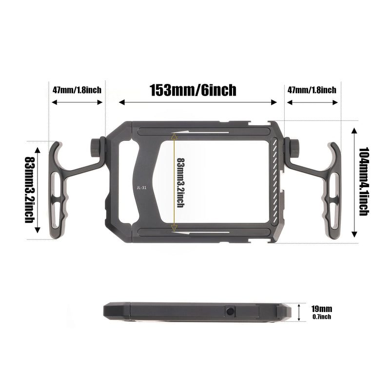 Fotga Aluminum Universal Smartphone Cage Photo Video Stabilizer with Handles Rig for Iphone Samsung Cell Phone Vlog Live Stream Filmmaking,with Cold Shoe Tripod Mount