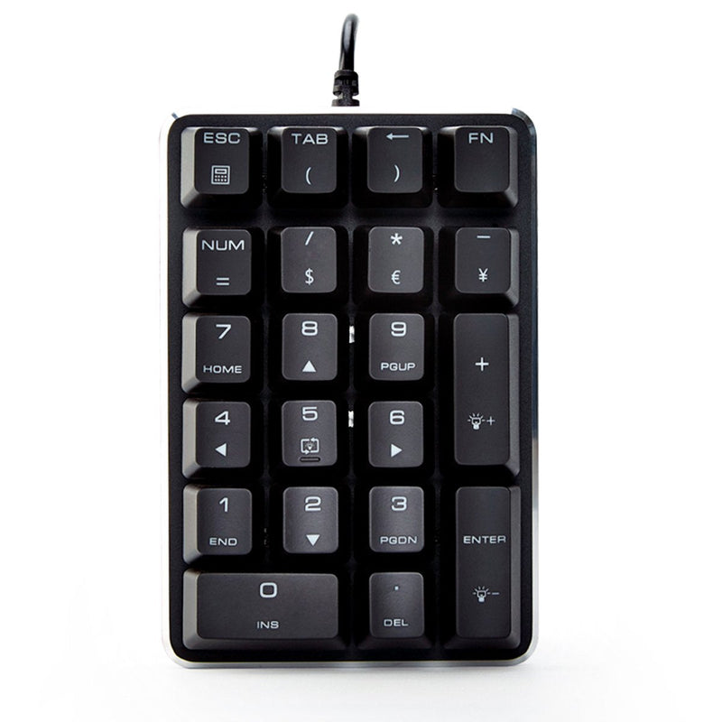 Qisan Mechanical Numeric Keypad Brown Switch Wired Ice Blue Backlight Gaming Keypad/Keyboard 21 Keys Portable Mechanical Numpad Extended Layout | Laptop Accessories | keypad for Computer Brown Switch-Blue