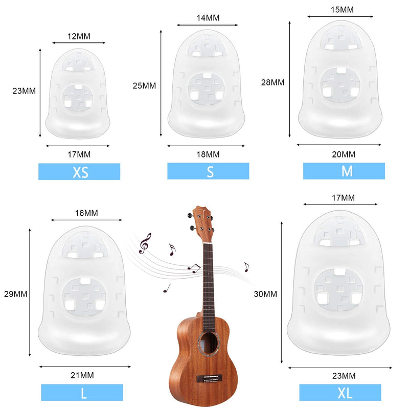 Guitar Fingertip Protectors - 40 Pcs Silicone Guitar Finger Guards Protection Covers Caps for Guitar Ukulele Bass, Sewing and Embroidery (5 Sizes) (Transparent) Transparent
