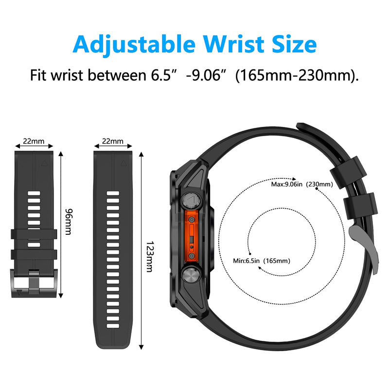 22mm Quickfit Watch Band Compatible with Fenix 8 Pro/tactix 8 AMOLED 47mm/Fenix E/7 Pro/7/6 Pro/6/5 Plus/5,Silicone Bands for Descent G2/G1 Solar/Forerunner 970/965/955/945/quatix 8 7 47mm 7pack1