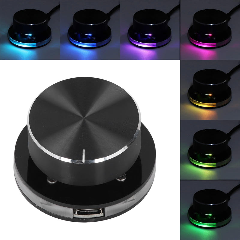 USB Volume Control Knob for Android System PC Multimedia, USB Volume Knob Multimedia Controller with RGB Light, Type C External Media Adjustment Controller, Computer Sound Control