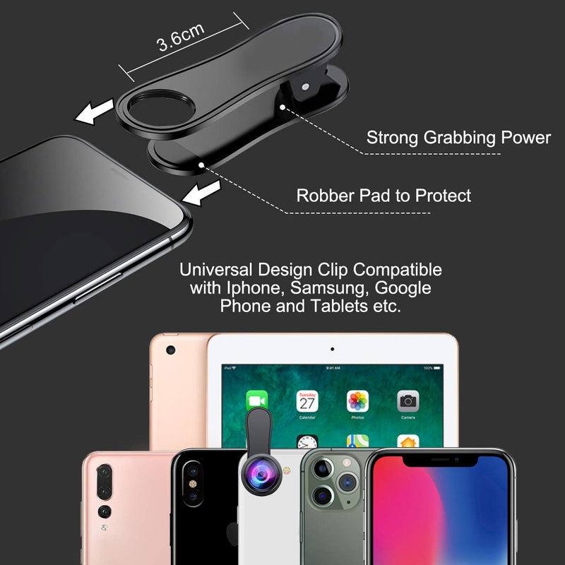 KEYWING iPhone Camera Lens 3 in 1 Phone Lens Kit, 198 Fisheye Lens + 120 Super Wide-Angle Lens + 20x Macro Lens for Phone Samsung Android Smartphone
