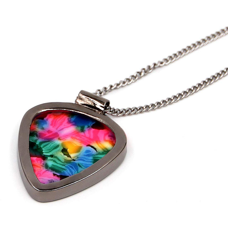 Eye Shaped Guitar Pick Holder Necklace for Guitarists/guitar picks keeper storage pendant necklace stainless steel music lovers musicians gifts (Metal Black) Metal Black
