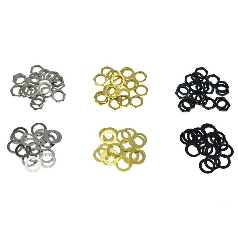 KAISH 20pcs Metric Guitar Input Output Jack Socket Nut and Washer Guitar Jack Nuts for Import Guitars Nickel Metric Thread