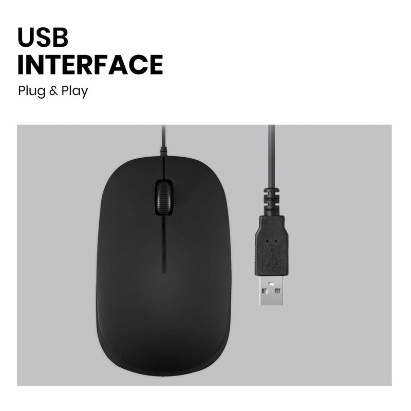 Perixx PERIMICE-201 Wired USB Optical 3 Button Mouse with 800 DPI and Illuminated Wheel, Black USB Optical Mouse