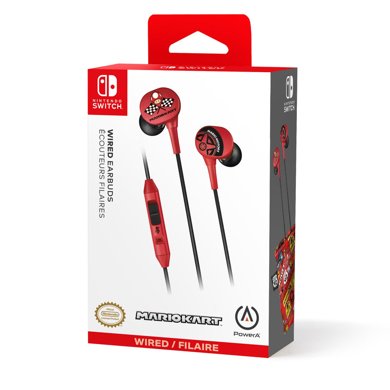 PowerA Wired Earbuds for Nintendo Switch - Mario Kart Motors, 3.5 mm, Wired, Officially Licensed