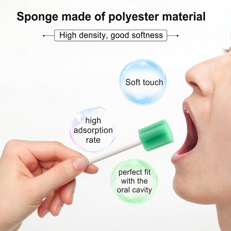 Mouth Sponges Sterile Dental Swabs, 50 Pieces Oral Care Sponge Swabs, Cleaning Mouth Swabs, Oral Hygiene Sponge, Mouth Care Swabs, Cotton Buds, Oral Care Sticks, Foam for Oral Hygiene, Cyan