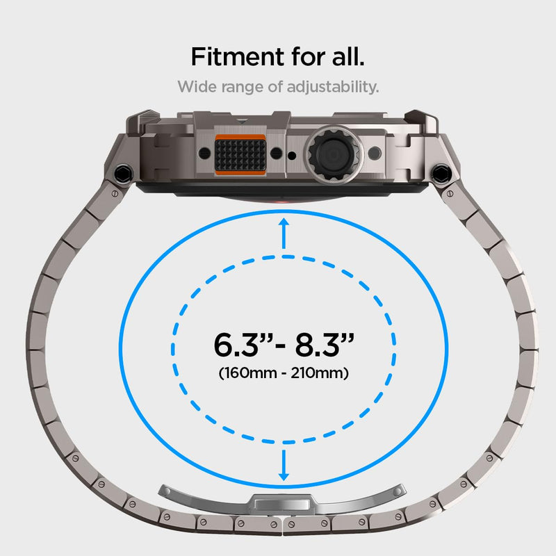 Spigen Metal Armor Pro for Apple Watch Series 9/8/7 45mm Band with Case | Durable Rugged Stainless Steel Protective Shockproof Cover with Strap, Gunmetal