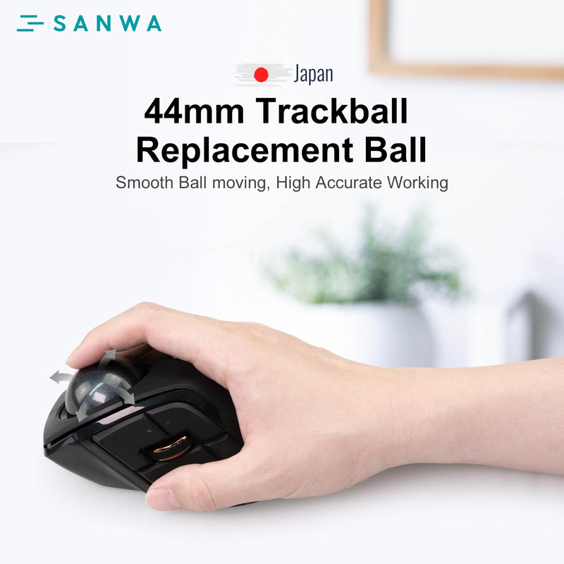SANWA 2PCS Trackball 44mm/1.73in, Replacement Ball for ELECOM DEFT/DEFT PRO, and Other Compatible Trackball Mouse, Glossy Black + Purple