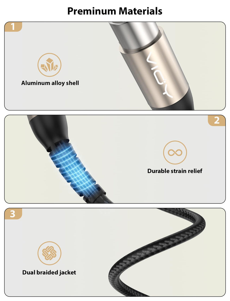 VIOY XLR Microphone Cable 30 FT + 30 FT, Mic Cable Male to Female Balanced Cord 3 Pin - Nylon Braided XLR Extension Cable for Microphone, Mixer, Recoding Studio, Amplifier, Podcast, etc 30FT 2