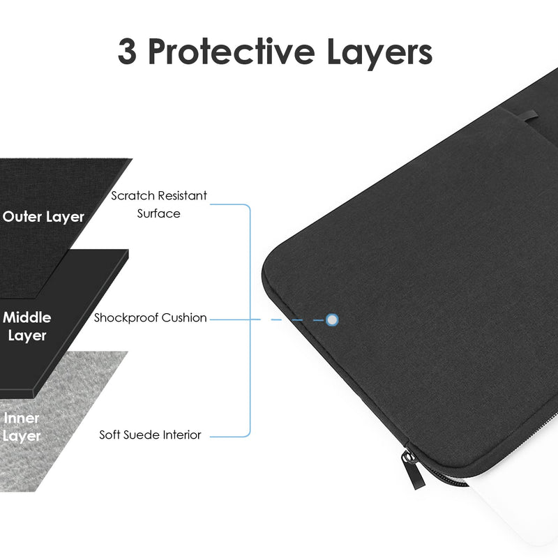 ProElife 13-Inch Laptop Sleeve Case for 2024-2022 MacBook Air 13.6 inch with Apple M3 M2 Chip & 2022 MacBook Pro 13.3 inch M2 Chip Accessory Traveling Carrying Canvas Bag Cover Simple Case (Black) Black
