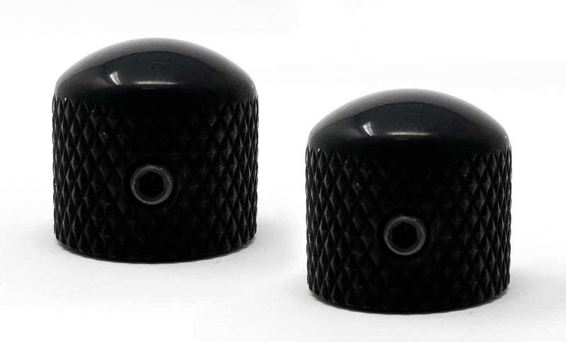 Black Metal Rounded Dome Knobs compatible with Fender Telecaster Guitar and Precision P-Bass (Set of 2) 1/4 Inch Solid Shaft RK60US-BLK Black