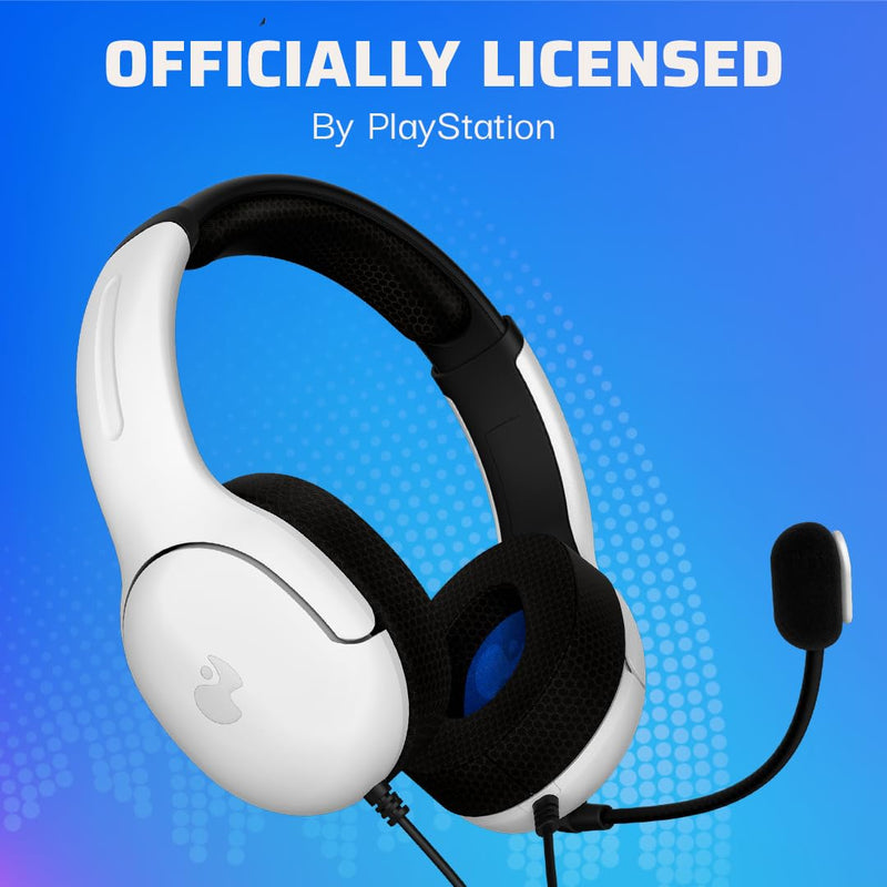 PDP AIRLITE Wired Stereo Gaming Playstation Headset with Noise Cancelling Boom Microphone: PS5/PS4/PS3/PC (Frost White) Frost White