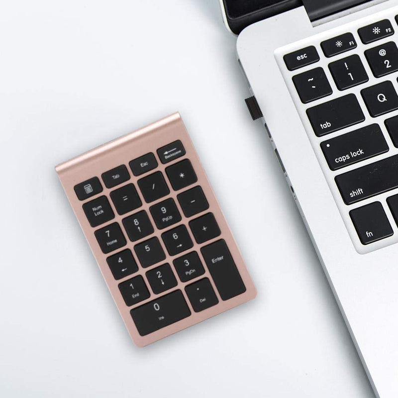 V BESTLIFE Numeric Keypad, 22 Keys 2.4G Wireless Mini USB Ergonomic Keyboard with Receiver (Rose Gold)