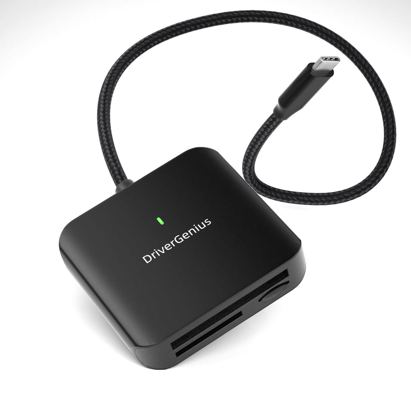 DriverGenius HB080 | 3-in-1 Compact Flash (CF-I) Card Reader USB-C UHS-II SD/MicroSD Card Reader for DSLR Camera - Metal, Win & Mac
