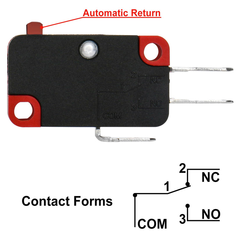 Heschen Micro Switch V-15-1C25 SPDT Button Type 20A 250VAC Pack of 2