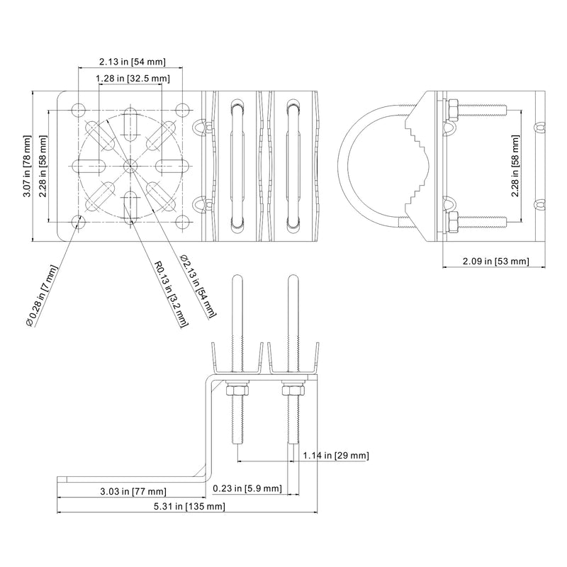 Pole Mount Bracket Anti Vibration Antenna Mount Hardware Accessories [ Without The Pole ] for Outside Home Antenna Pole Holder Antenna Pole Mount Kits N Bracket