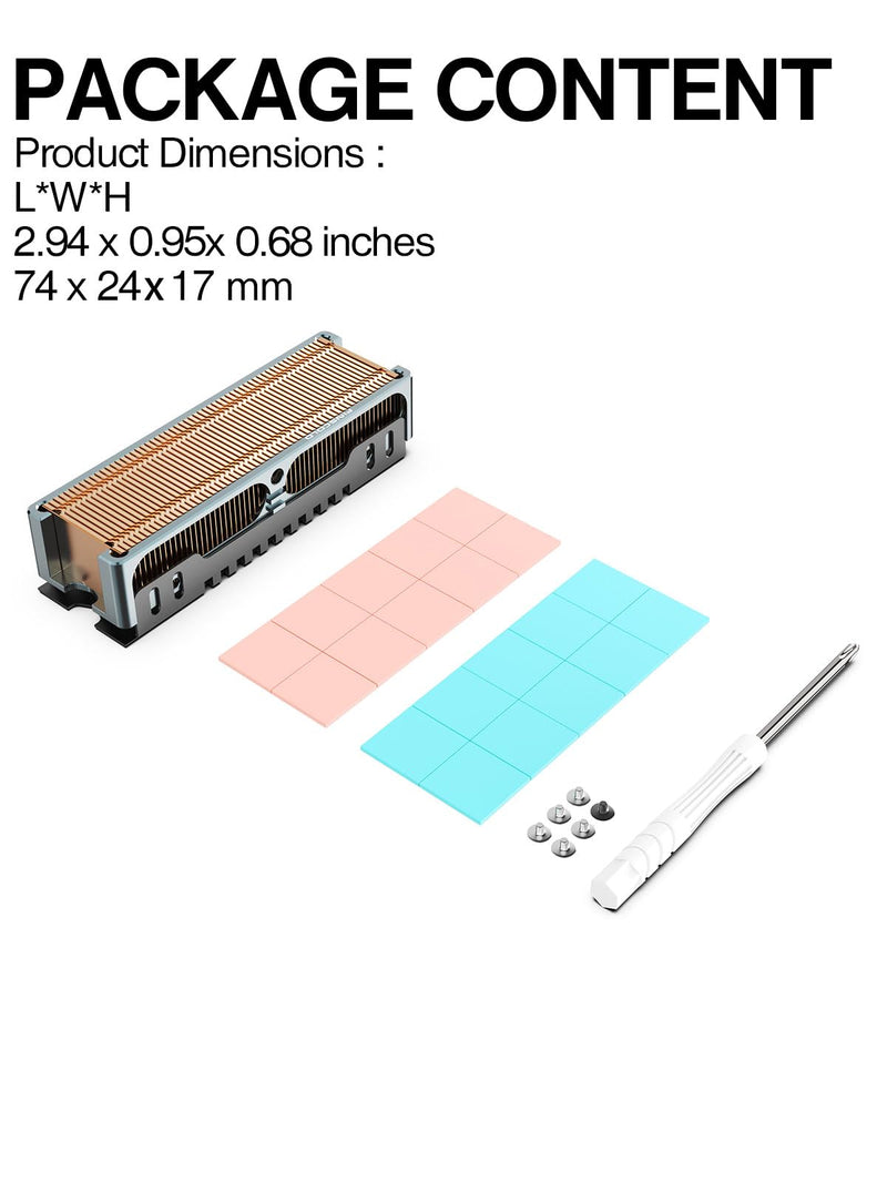 JEYI Q150 M.2 HeatSink, Cooper Fins with Aluminum Frame Passive Heat Sinks - Finscold Q150-1.7mm / 0.68"