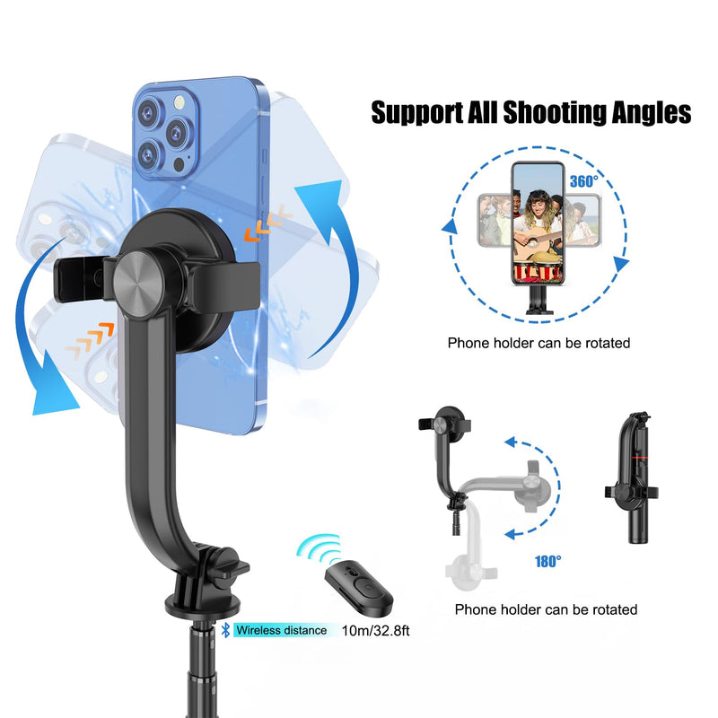 40" Magnetic Selfie Stick Tripod w Wireless Remote Control Phone Mount Magnetic Golf Tripod for Vlog Tiktok Portable Travel Compatible for iPhone All Phones