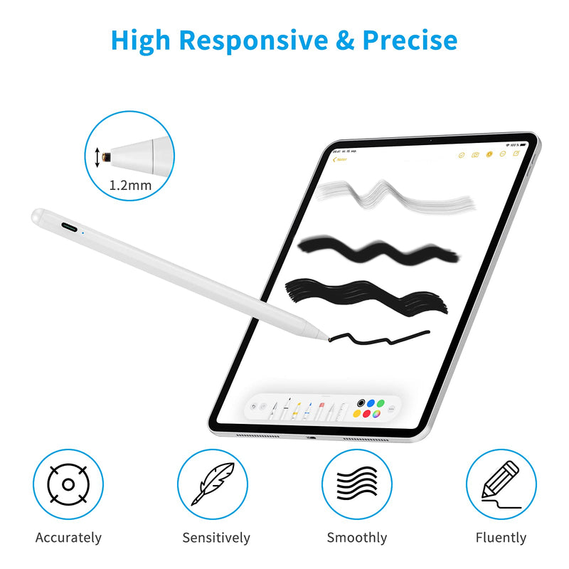 Stylus for iPhone 11 Pro Pen, 1.5mm Fine Point Pencil Universal Compatible for iPhone/Device Pro/Samsung/Surface and More Touch Screens Active Stylus Pen White