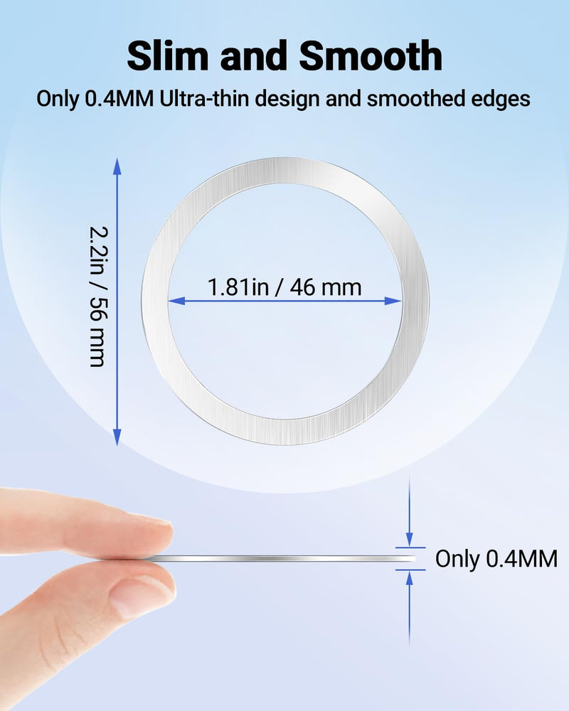 Magnetic Wireless Charging Magsafe Ring-6 PCS,Ultra-Thin(0.4mm) Magsafe Sticker, Compatible with iPhone 15/14/13/12 Series,Samsung Galaxy,Google Pixel Series,Magsafe Accessories-3Black&3Silver Black&silver 6pcs