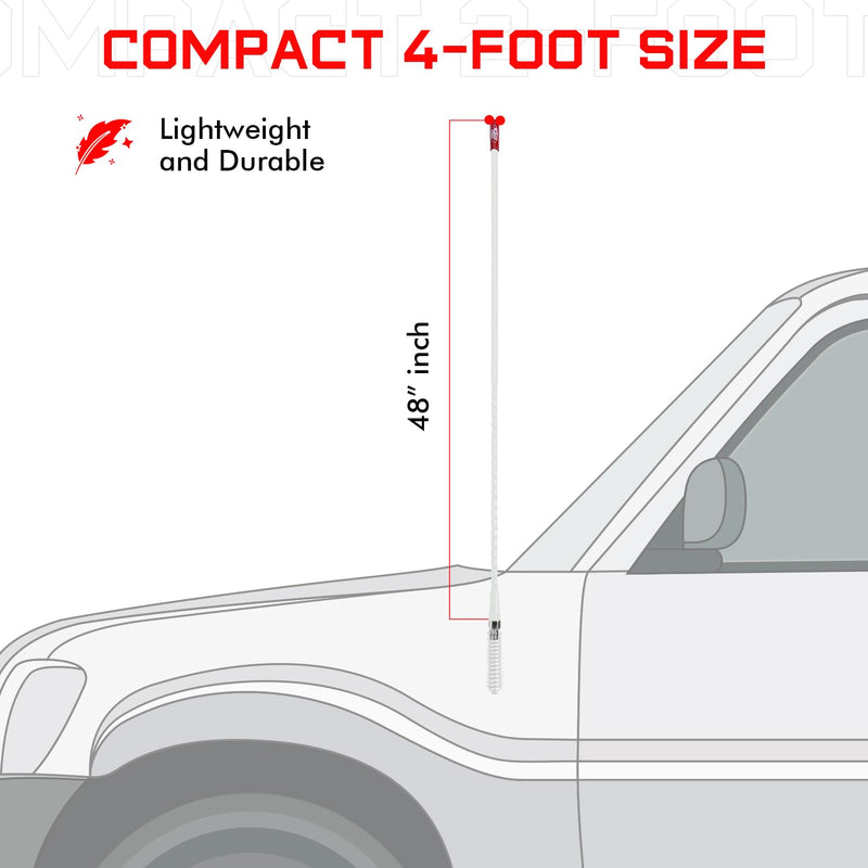 [AUSTRALIA] - Prostick 4` Foot Fiberglass 1000 Watt - White CB Radio Antenna 