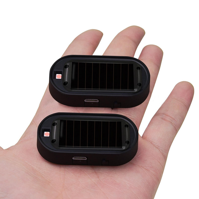 Car Solar Power Simulated Dummy Alarm，Anti-Theft LED Flashing Security Light Fake lamp with USB Charger Port，Car Accessories for Most Cars,2PCS (red) red