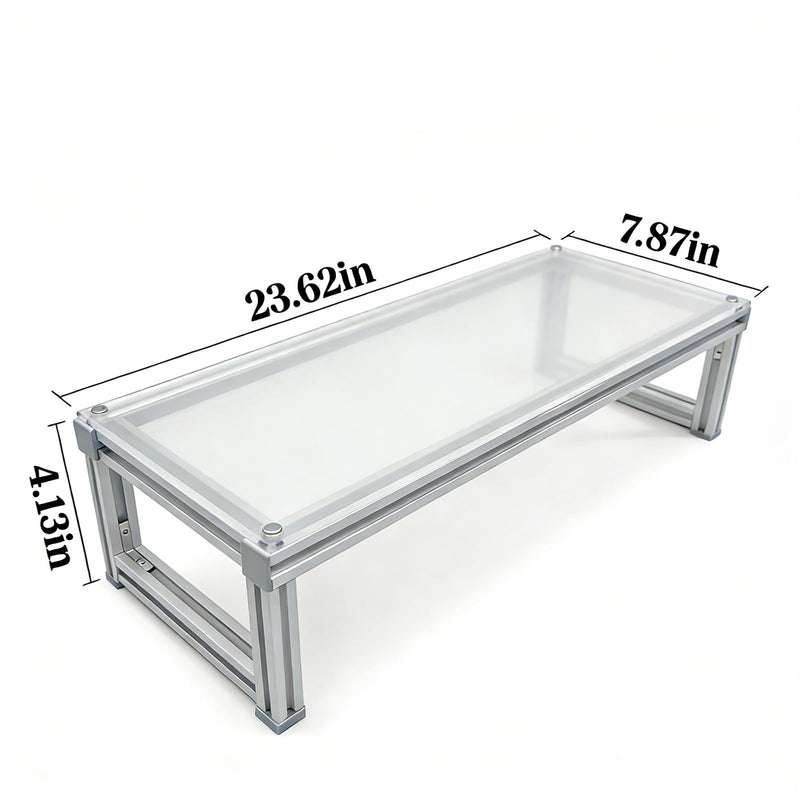 Monitor Stand Riser Acrylic Aluminum, Heavy Duty Ergonomic Screen Stand with Under Desk Storage, Neck Pain Relief Desk Organizer for Laptop PC iMac Home Office & Gaming Silver 23.62X7.87X4.13IN