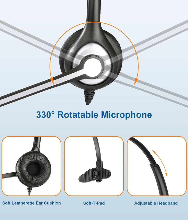 [AUSTRALIA] - Wantek Cell Phone Headset with Microphone Noise Cancelling for Laptops, PC,3.5mm Jack,Volume Control,Wired Computer Headsets for Zoom Skype,for Office,Business, Call Center, Clear Chat 6035 