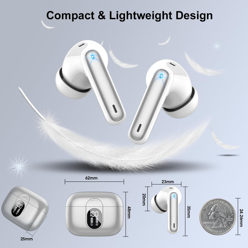 2 Sets Wireless Earbuds 2024 Bluetooth 5.3 Headphones HiFi Stereo, 40H Playtime in-Ear Earbud, Bluetooth Earbuds with LED Power Display, IP7 Waterproof Wireless Earphones Sport Headset Blue+Grey