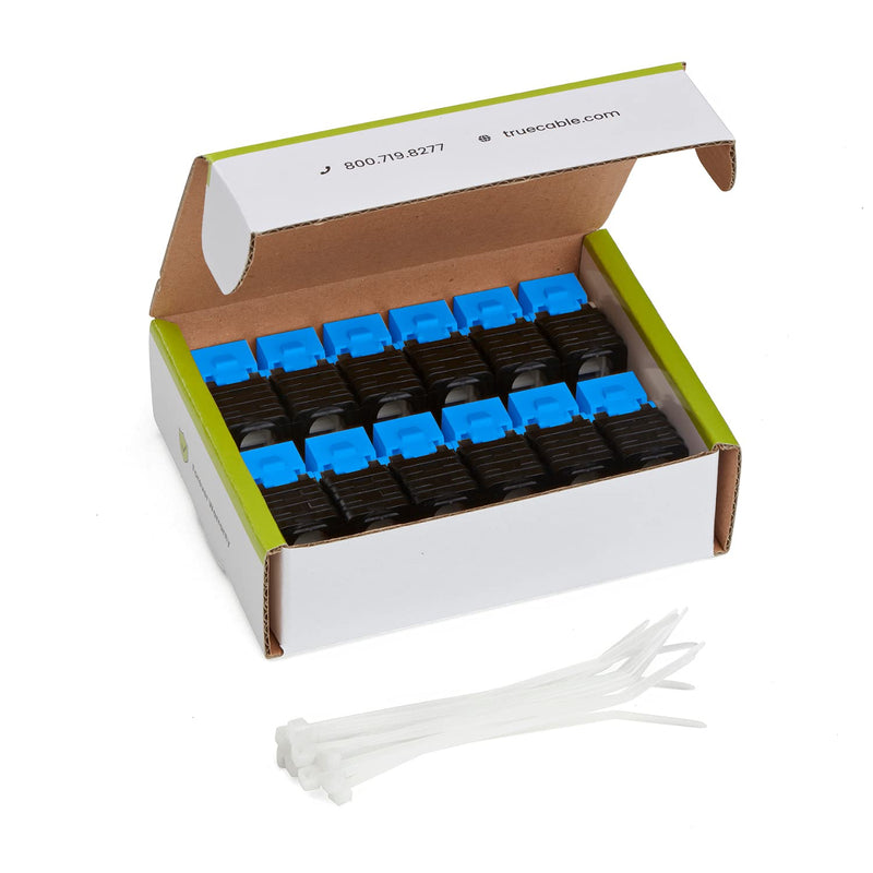 TRUE CABLE Cat6 Toolless Keystone Jack, Unshielded (UTP), PoE++ (4PPoE) 100W, UL Listed, ETL Verified, ANSI/TIA Certified, Modular RJ45 Female, Blue, 12 Pack 12pc