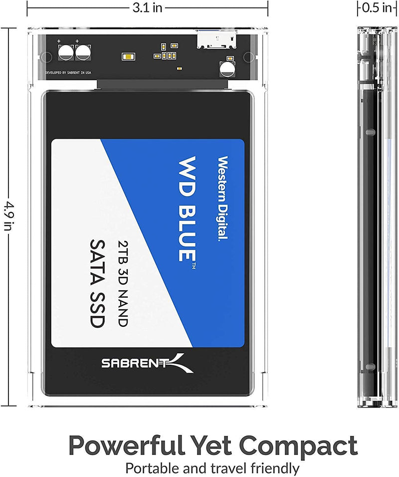 Sabrent USB 3.0 to SATA I/II/III Dual Bay External Hard Drive Docking Station + 2.5-Inch SATA to USB 3.0 Tool-Free Clear External Hard Drive Enclosure