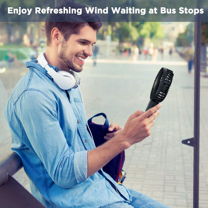 Handheld Fan, EasyAcc 2022 Upgraded Portable Fan [ 4 Speed Quiet Powerful Hand Fan] 3-17 Hours Battery Operated Fan, One Touch Power Off Foldable USB Desk Fan Personal Fan for Home Travel Outdoor Black 3-17H Working Time