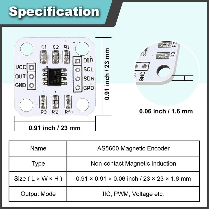 JYUDAUFU 4pcs AS5600 Magnetic Encoder 12Bit DC 3.3V High Precision Induction Angle Meter Module IIC PWM Voltage Output for Raspberry Pi for Arduino with Jumper Cable