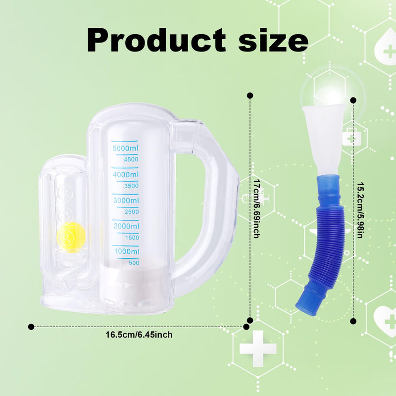 BOXOB Breathing Exercise Device for the Lungs, Measurement of Inhalation Volume 5000 ml Incentive Spirometer Adult with Ball Flow Indicator Lung Capacity Training Device for Inhalation Breathing Lung