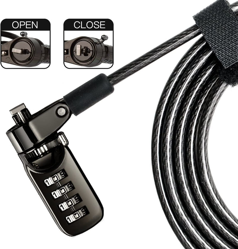 I3C Laptop Cable Lock, 4 Digital Combination Lock, Security Computer Cable Lock, Anti Theft Combination Lock for iPad Tablet Laptop MacBook Dell HP Lenovo Samsung Android and Other Device (2set) Universal Combination Lock-value set (2pcs) password+black