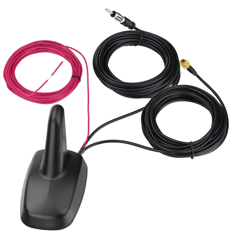 Bingfu Shark Fin Antenna FM AM Radio GPS BeiDou GNSS with 28dB LNA IP65 Waterproof 9-16V Wide Voltage for Car Truck RV Black
