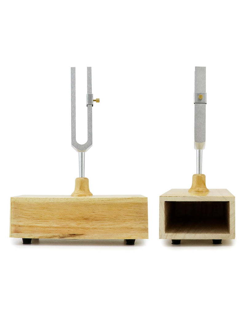 QWORK Tuning Fork 440HZ Virbration, Steel Singing Tone Tuning Set with Silicone Hammer and Wooden Voice Box for Sound Therapy, Yoga, Meditation and Relaxation, Healing Chakra, 2 Pack