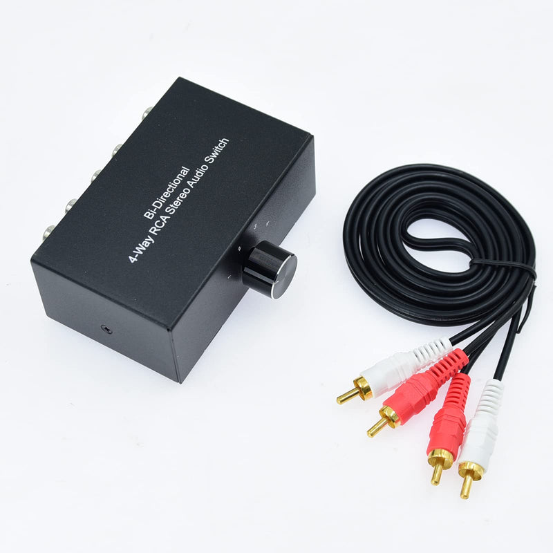 [AUSTRALIA] - No External Power No Noise 4 Way 1 in 4 Out or 4 in 1 Out Audio Sound selector RCA Female Stereo 4 Channel Splitter switcher Box Switching AL-4way-rca 