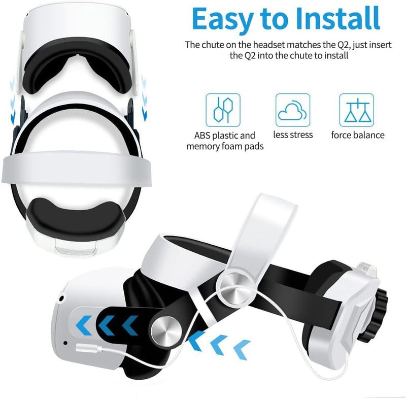 OBEST Oculus Quest 2 Head Strap with 5300mAh Battery Pack, Replacement Adjustable Head Strap for Oculus Quest 2 for Enhanced Support and Comfort (Include 10 Isolation Mask,1 Head Pad)