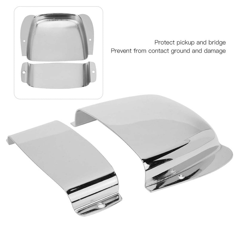 Bass Guitar Bridge Cover with Screws Zinc Alloy Protector Bridge Plate Cover for Electric Bass Guitar (Silver) Silver