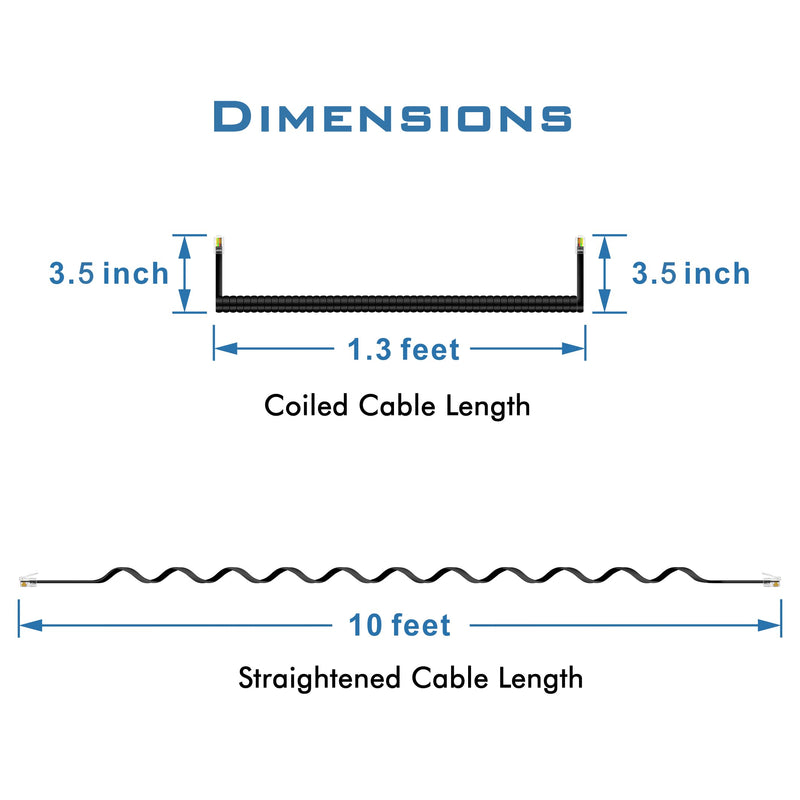 2+2Pack No Tangle Phone Cord for Landline 2pcs Telephone Cord Handset Cord and 2pcs Phone Cord Detangler Tangle Free for Desk Phone Black Black 2+2pcs