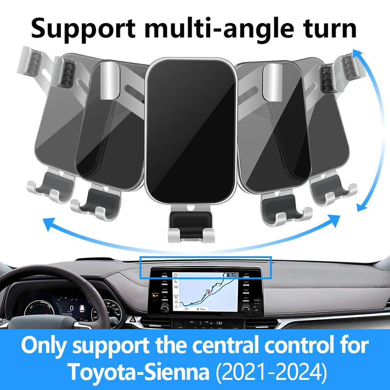 Car Phone Holder for Toyota Sienna 2021 2022 2023 2024 Auto Interior Accessories Best Cell Phones Mount Cellphone Mobile Cradle Charging Navigation GPS Bracket Screen Stand Vehicle Accessory for Toyota Sienna 2021-2024