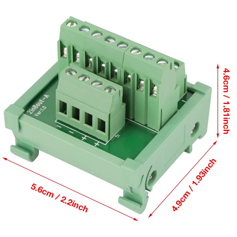 Module Board 2 in 8 Pin Module Breakout Board DIN Rail and Panel Mount Power Distribution