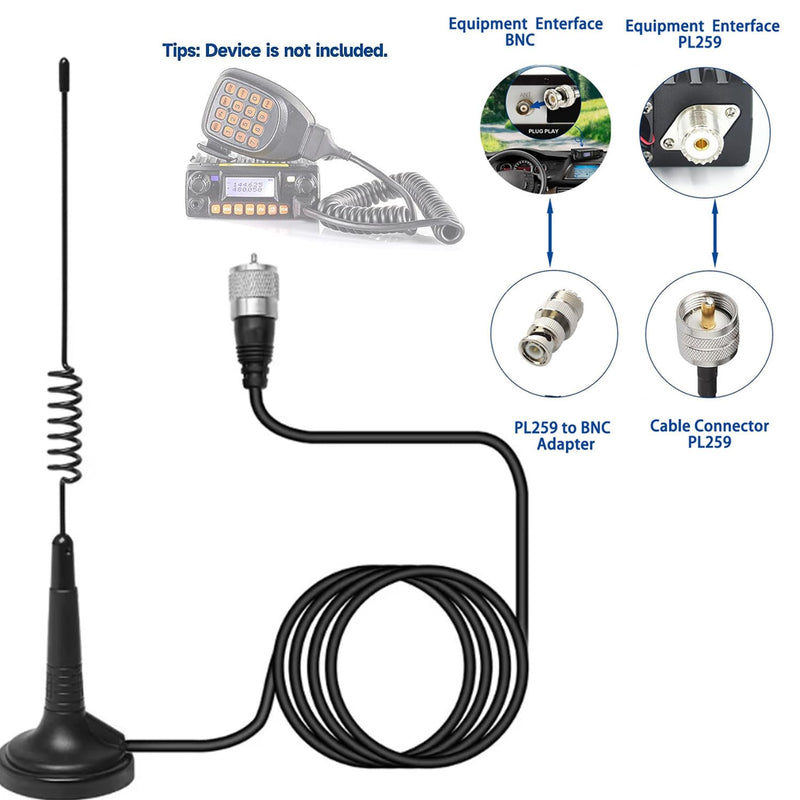 [AUSTRALIA] - Signalplus Magnetic Mount CB Radio Antenna Kit Magnet Base Coverage 26-28MHz for Mobile Handheld CB Radio, with 4meter RG58 Cable/ PL259 & BNC Male 