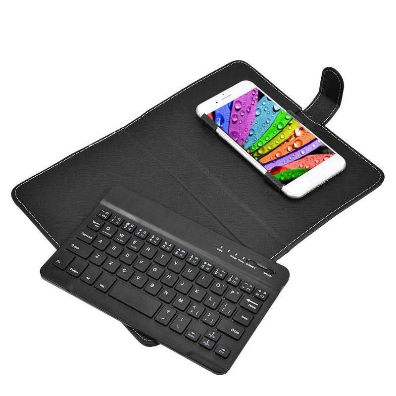 Wireless Bluetooth Keyboard for Phone, Mini Portable Bluetooth Keyboard with A Protective Case Foldable Keyboard for Width of 6 9.5cm Bluetooth Cell Phone(Black)